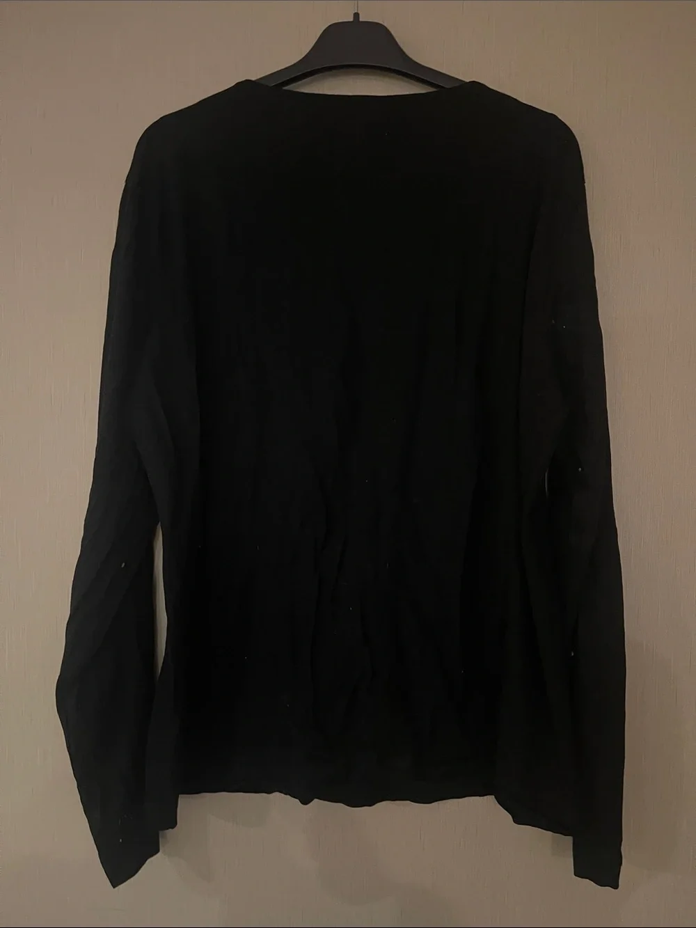 Chico's sz 2 large black Long-Sleeve V-Neck Top Gold Floral Embroidery beaded